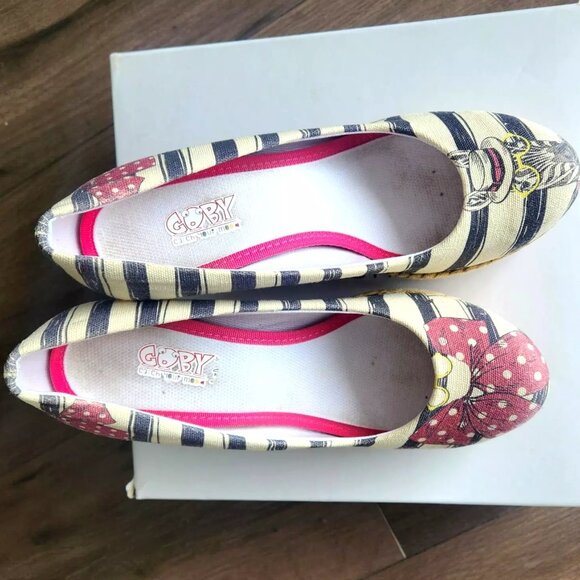 NEW Goby Wedge Heels Striped Zebra Print Rio Catch Your Mood Irregular 8.5 EU 39 - Picture 9 of 9